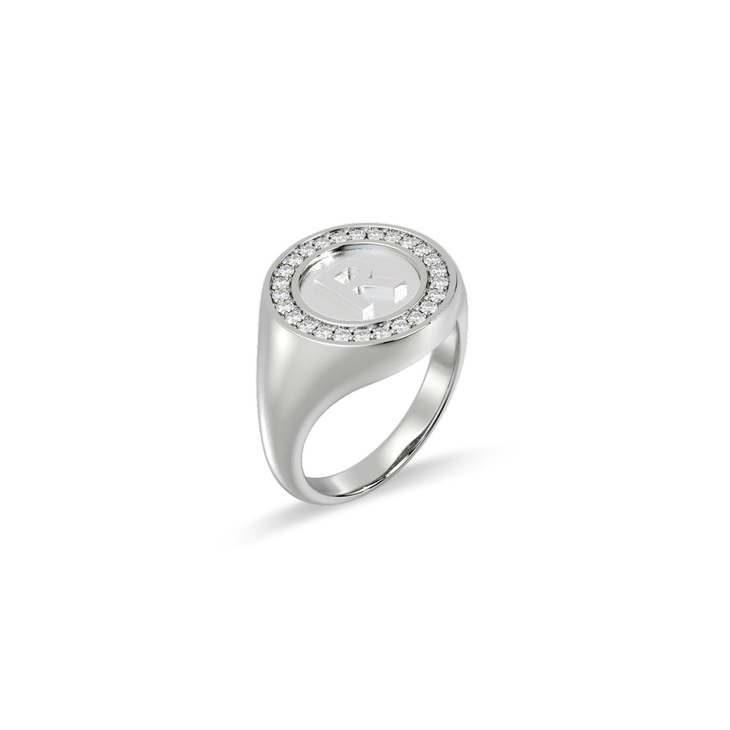 Rhodium Plated Silver Monogram Initial Ring SS25R001R