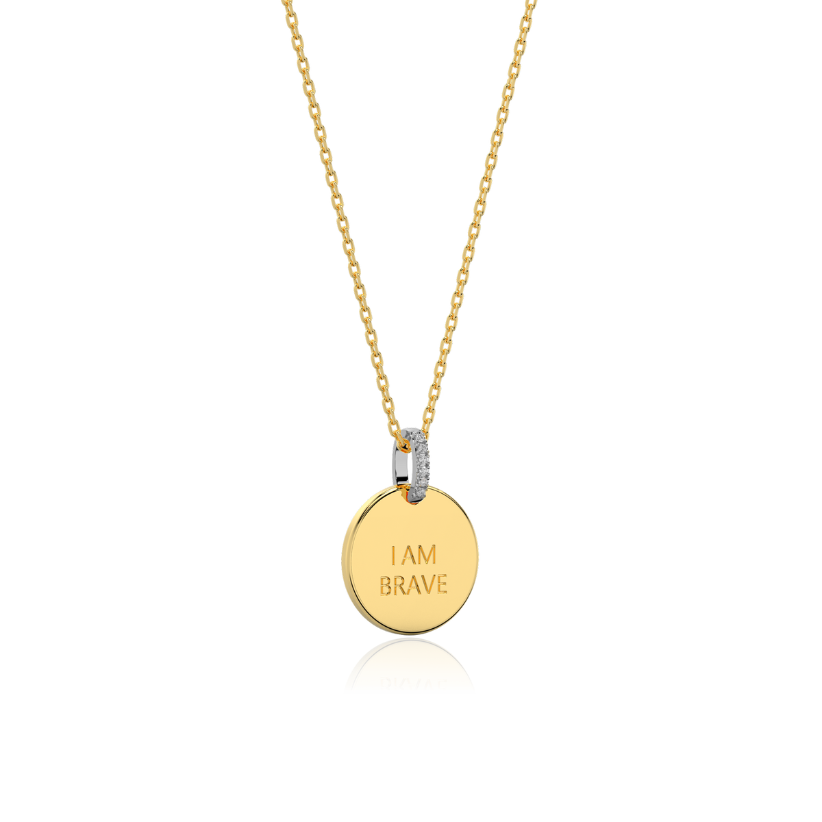 18K Gold Plated Silver Round Engravable Necklace SS25N001R