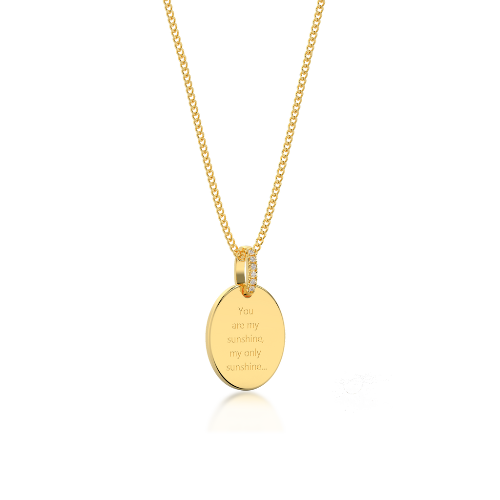 18K Gold Plated Silver Oval Engravable Necklace