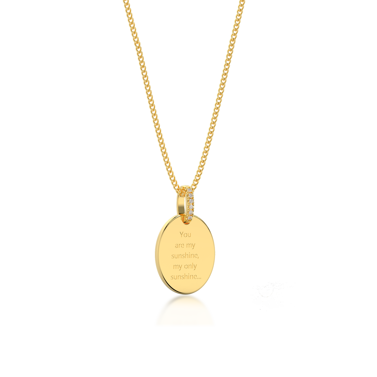18K Gold Plated Silver Oval Engravable Necklace