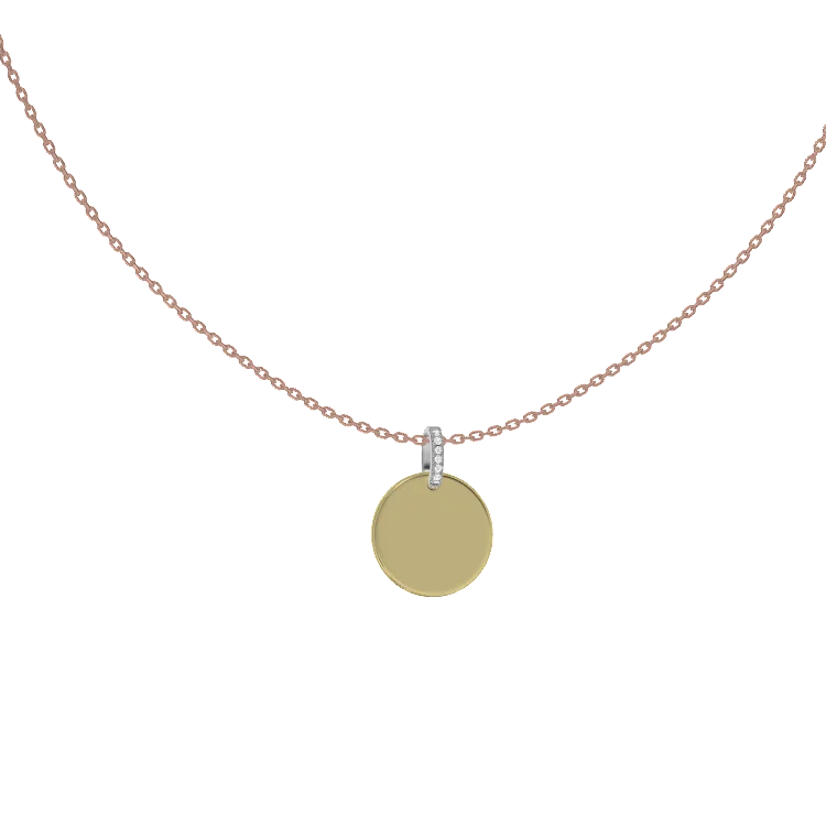 18K Gold Plated Silver Round Engravable Necklace SS25N001R