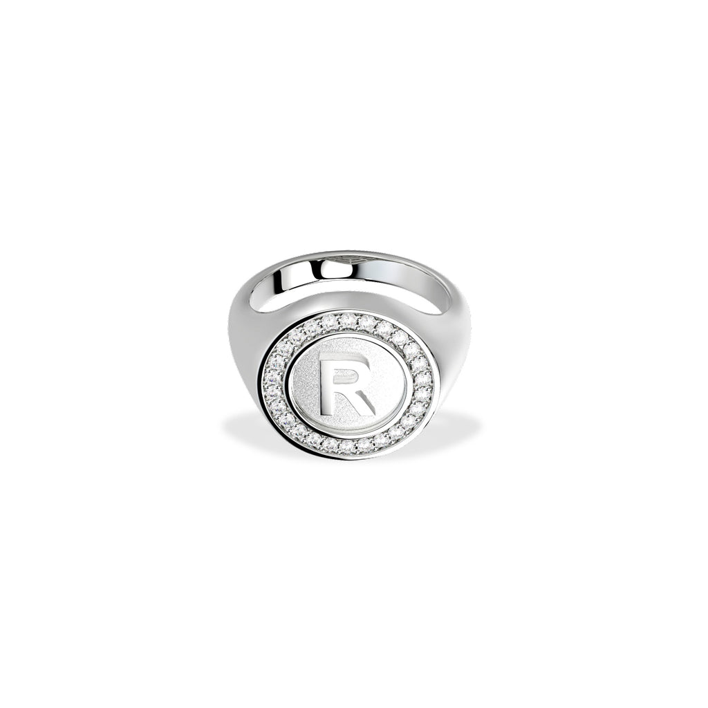 Rhodium Plated Silver Monogram Initial Ring SS25R001R