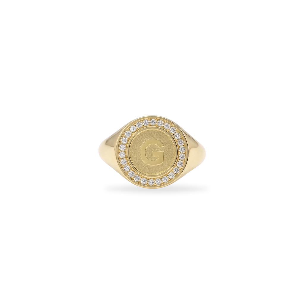 18K Gold Plated Silver Monogram Initial Ring