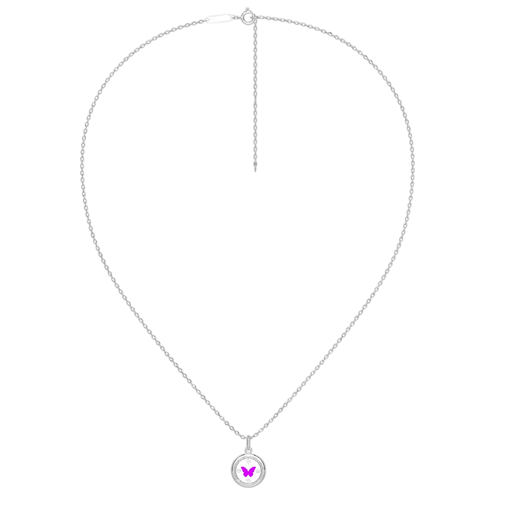 Enamel Charm Necklace Silver SN052