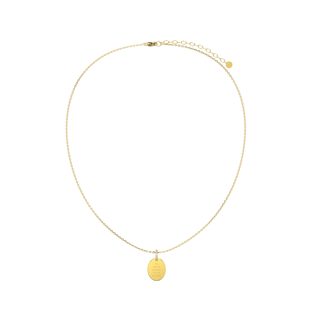 18K Gold Plated Silver Oval Engravable Necklace
