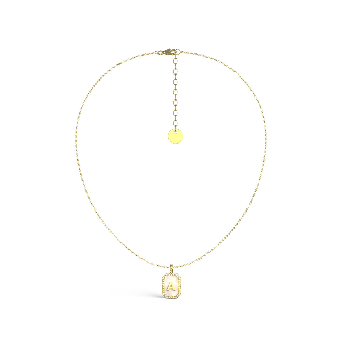 18k Gold Plated Silver Pearl Initial Zodiac & Initial Gemstone Pendant Necklace – Octagon