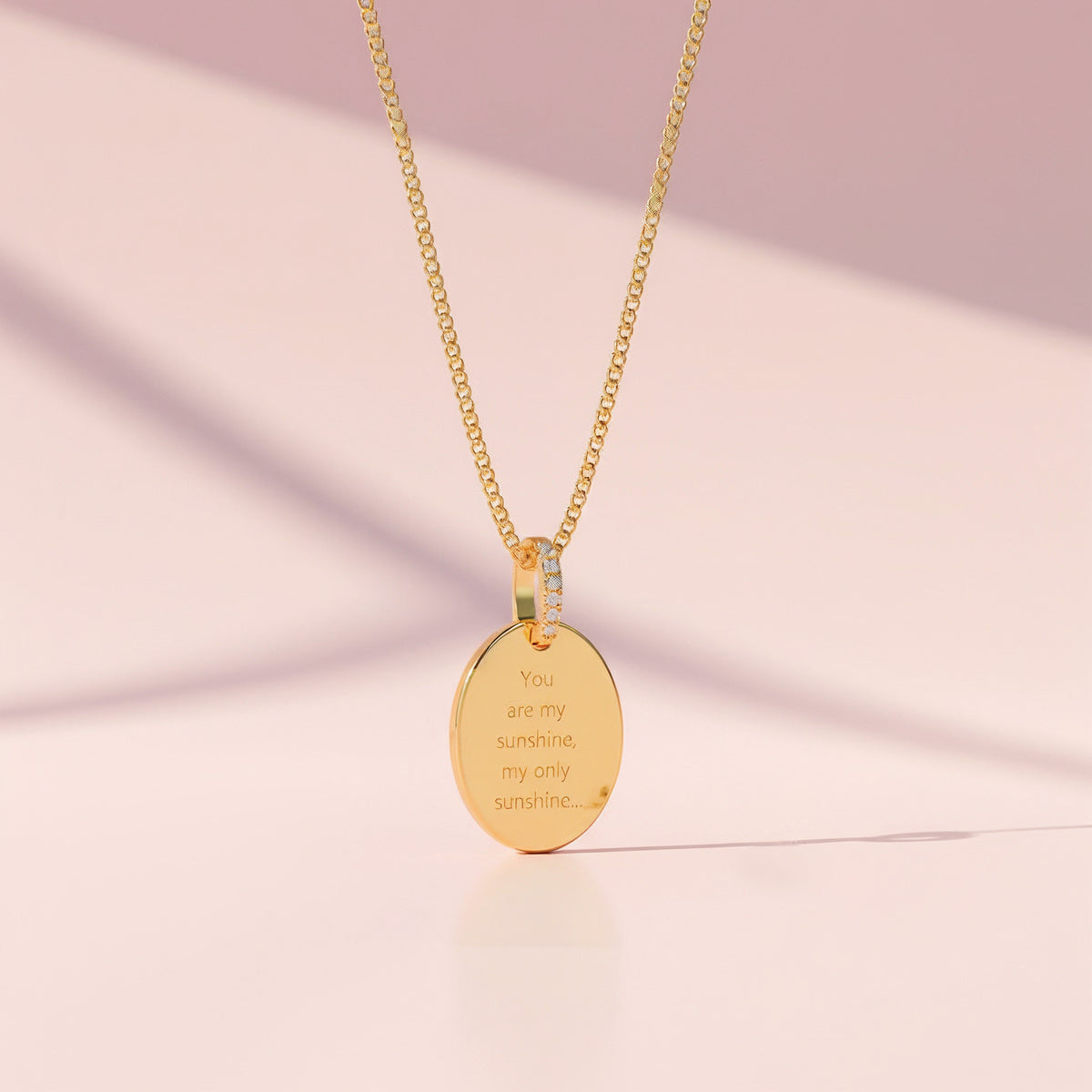 18K Gold Plated Silver Oval Engravable Necklace