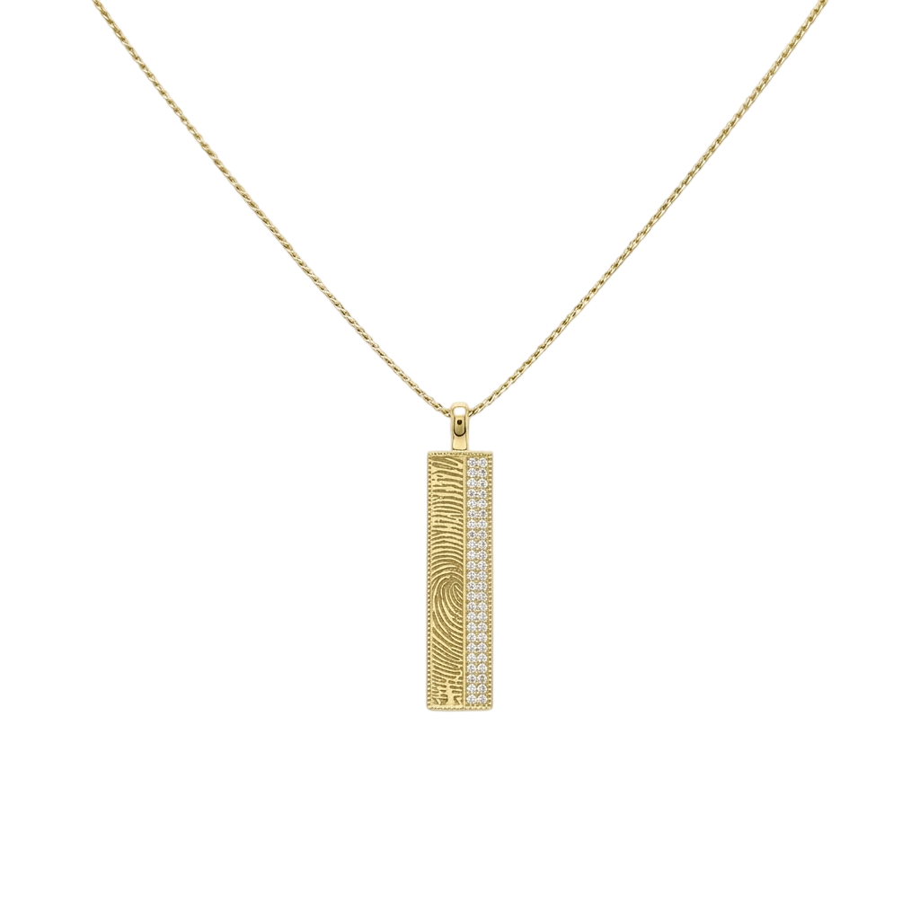 Gold Plated Beaded-Edge Rectangular Necklace