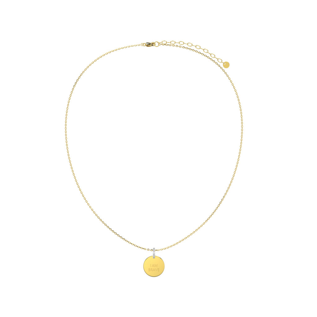 18K Gold Plated Silver Round Engravable Necklace SS25N001R