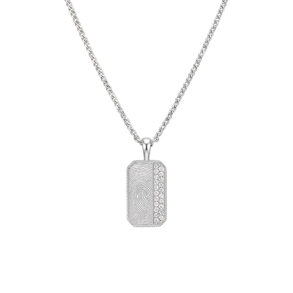 Rhodium Plated Plain-Edge Octagon Necklace SN045BRF