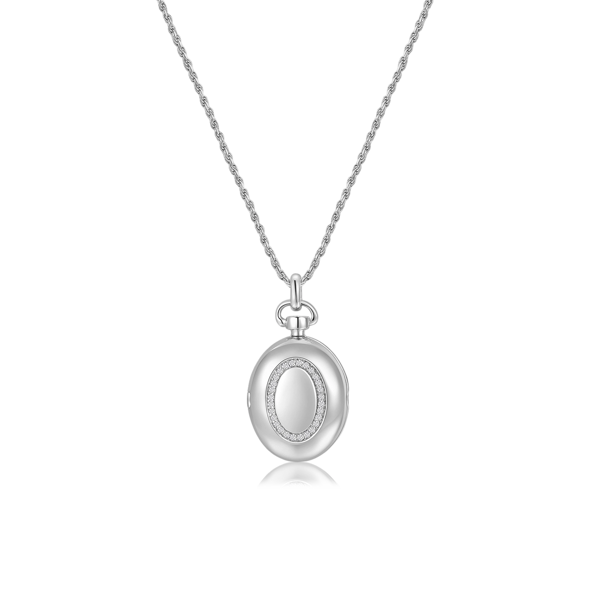 Rhodium Plated Luna Oval Whisper Locket SN011