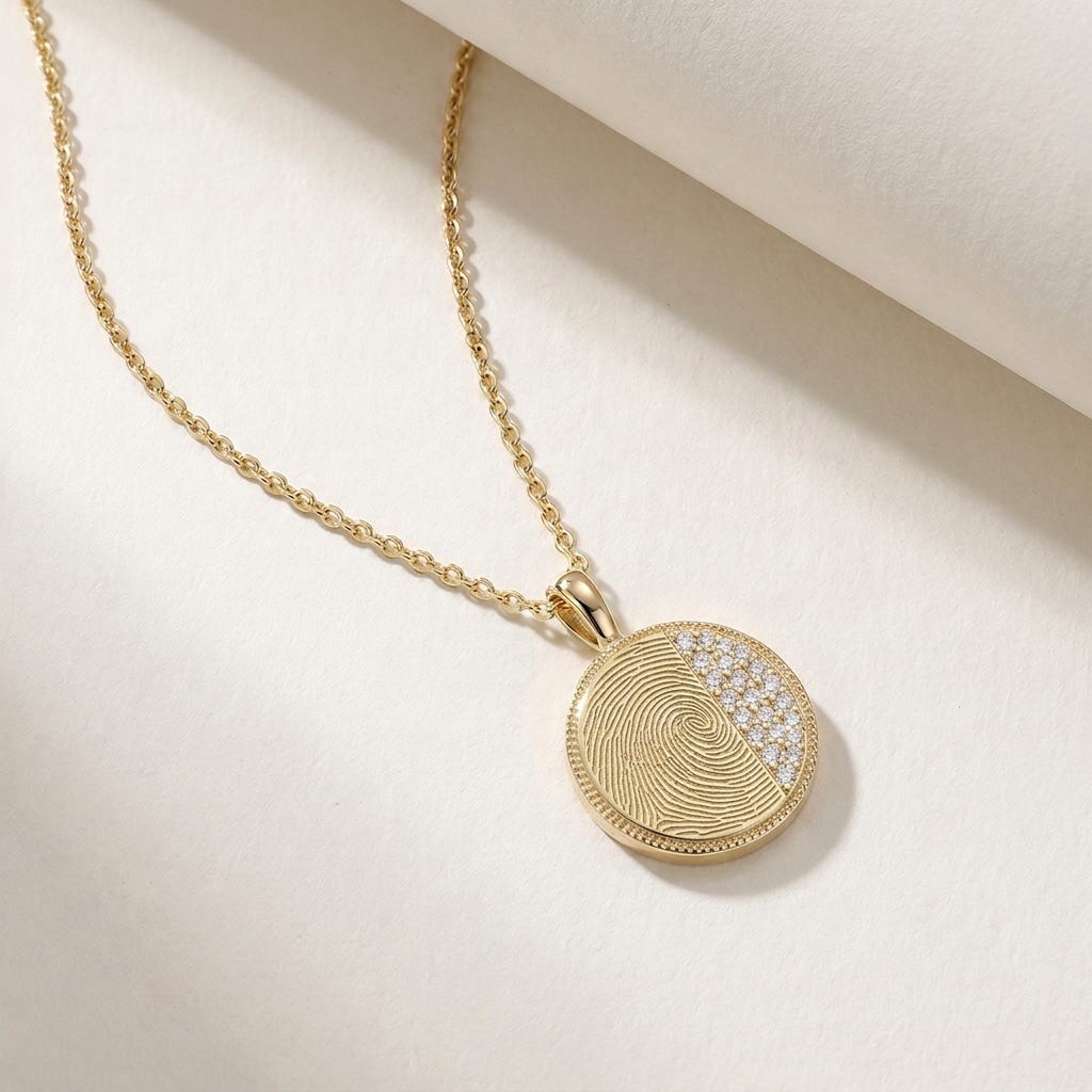 Gold Plated Plain-Edge Round Necklace