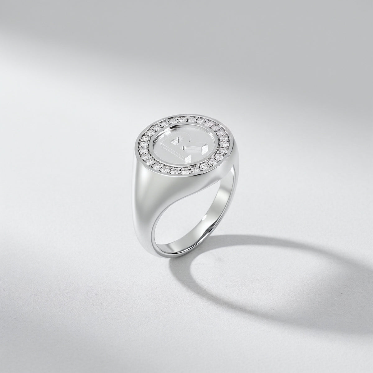 Rhodium Plated Silver Monogram Initial Ring SS25R001R