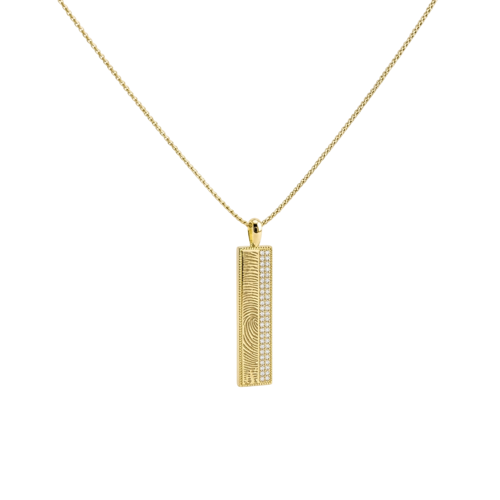 Gold Plated Beaded-Edge Rectangular Necklace