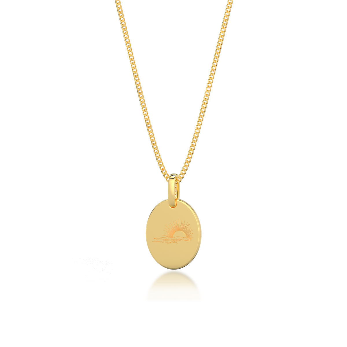 18K Gold Plated Silver Oval Engravable Necklace