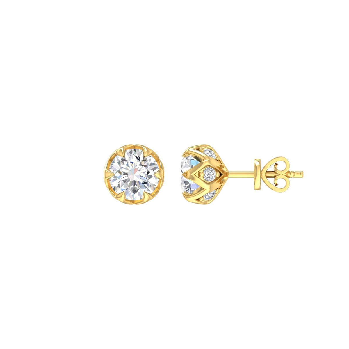 Lab Grown 2.30ct Diamond Stud in 9k Yellow Gold